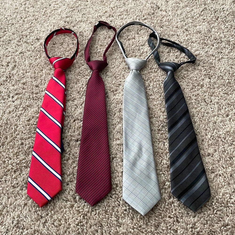 Lot of four boys pre tied neckties